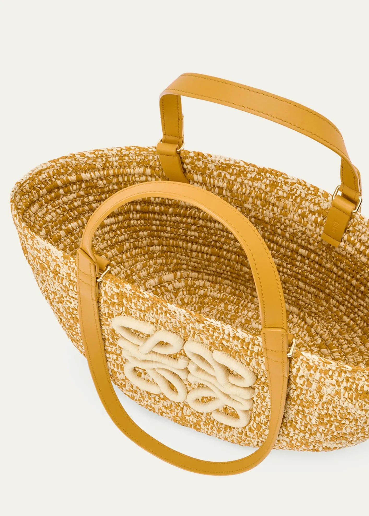 Loewex Paula's Ibiza Medium Eclipse Basket Bag in Melange Raffia and Calfskin