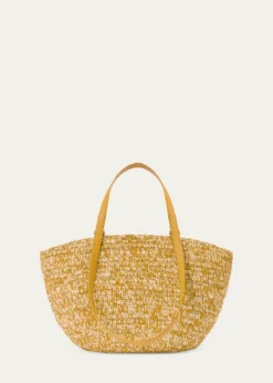 Loewex Paula's Ibiza Medium Eclipse Basket Bag in Melange Raffia and Calfskin