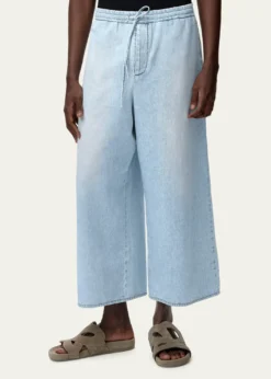 Loewex Paula's Ibiza Men's Denim Cropped Wide-Leg Drawstring Pants