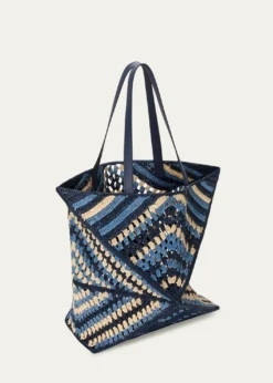 Loewex Paula’s Ibiza Men's Puzzle Fold XL Raffia Tote Bag