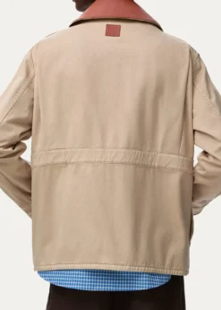 Loewex Paula's Ibiza Men's Washed Cotton Leather-Collar Shirt Jacket