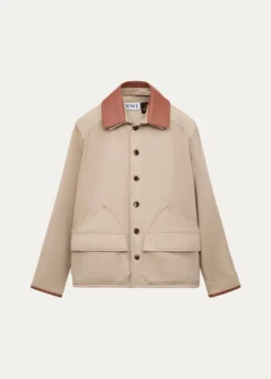 Loewex Paula's Ibiza Men's Washed Cotton Leather-Collar Shirt Jacket