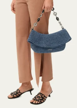 Loewex Paula's Ibiza Ola Medium Bag in Denim-Effect Raffia