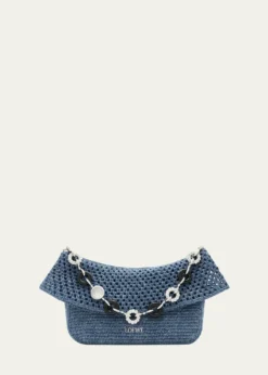 Loewex Paula's Ibiza Ola Medium Bag in Denim-Effect Raffia