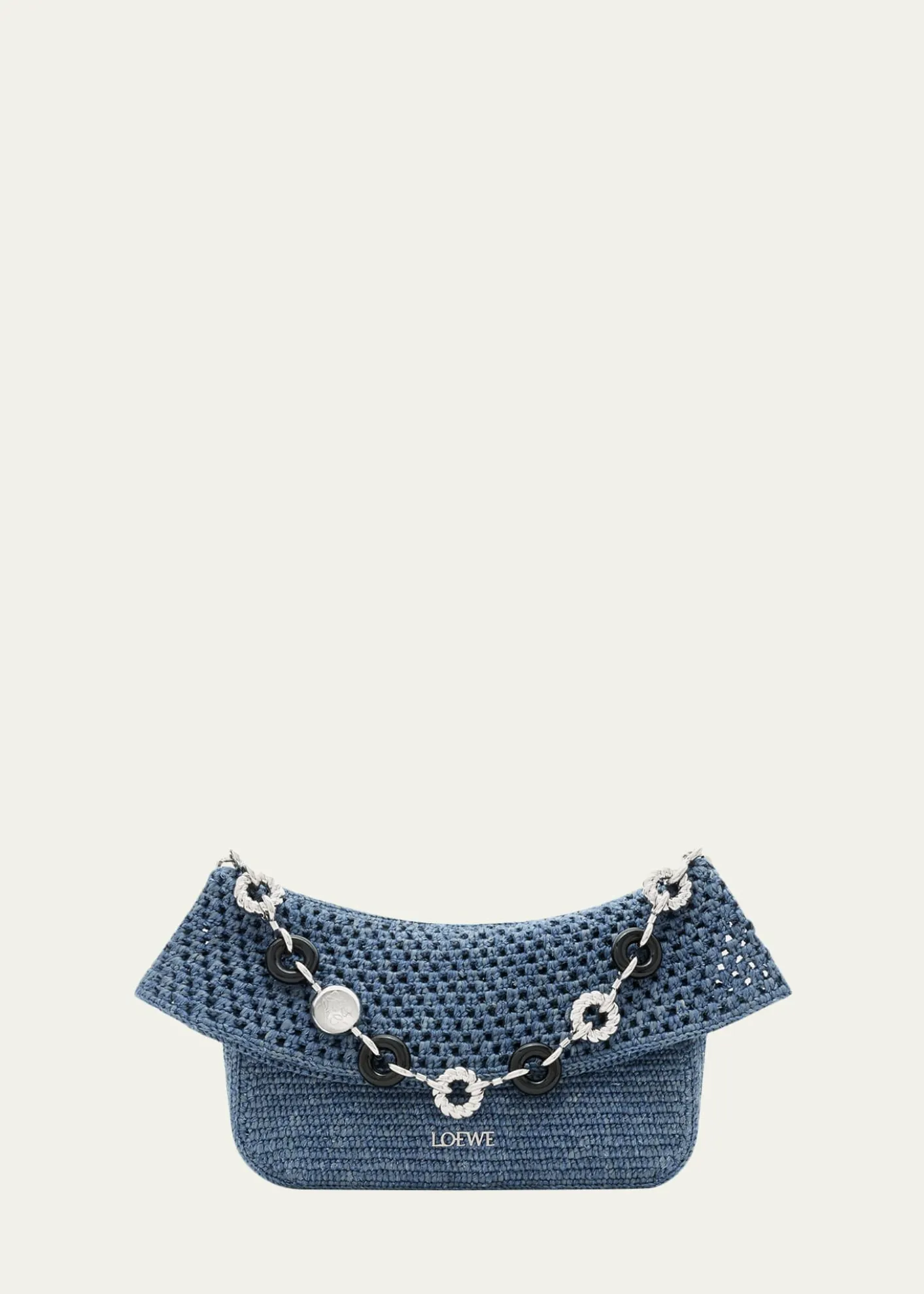 Loewex Paula's Ibiza Ola Medium Bag in Denim-Effect Raffia