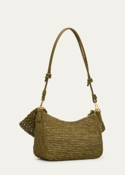 Loewex Paula's Ibiza Ola Small Shoulder Bag in Raffia and Leather
