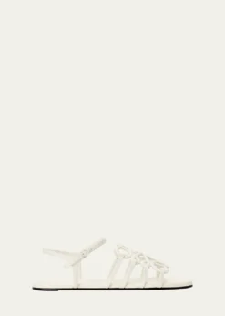 Loewex Paula's Ibiza Petal Anagram Leather Ankle-Strap Sandals