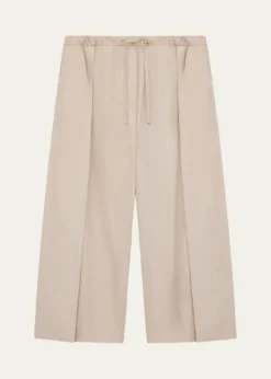 Loewex Paula's Ibiza Pleated Wide-Leg Crop Drawstring Pants
