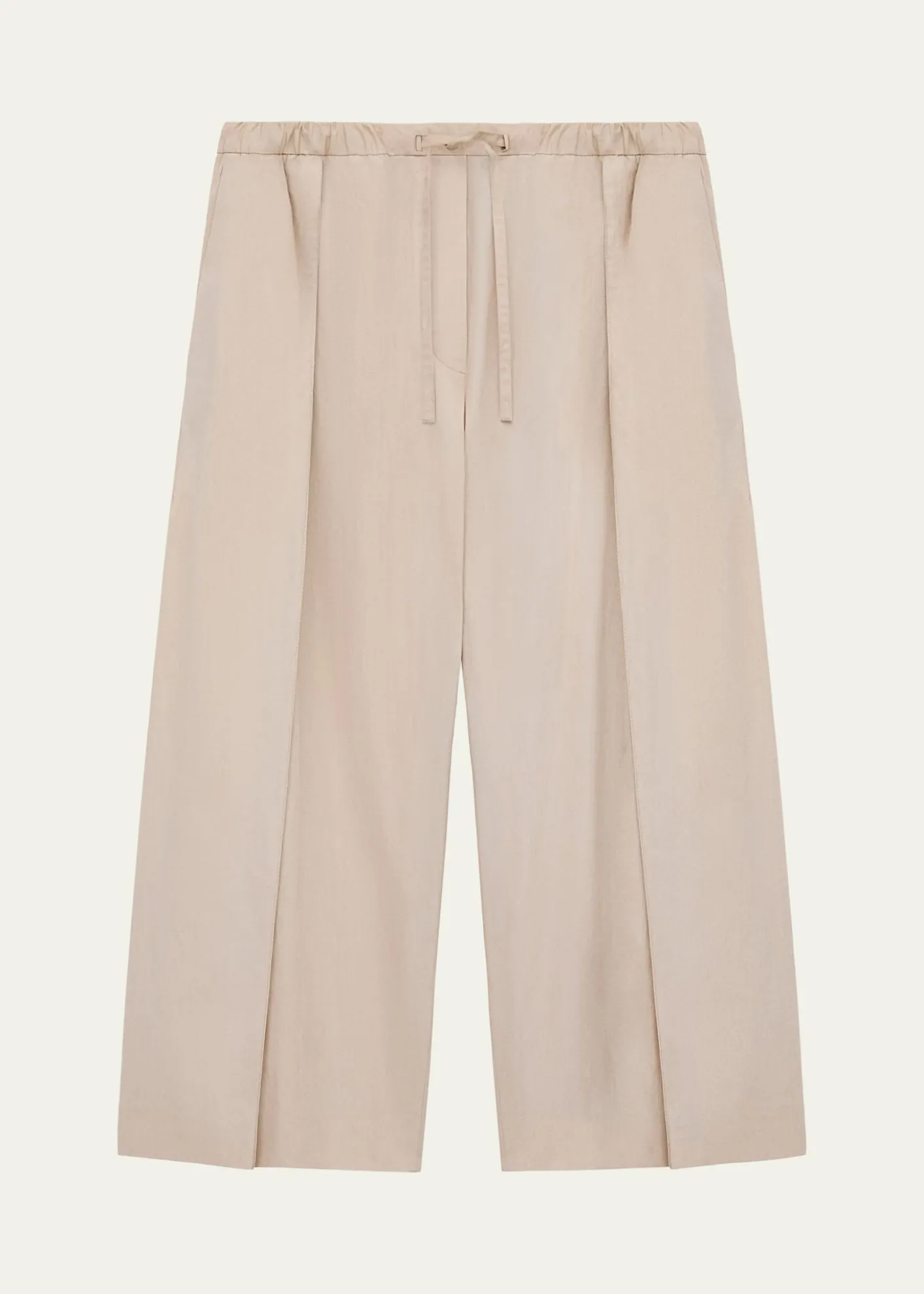 Loewex Paula's Ibiza Pleated Wide-Leg Crop Drawstring Pants