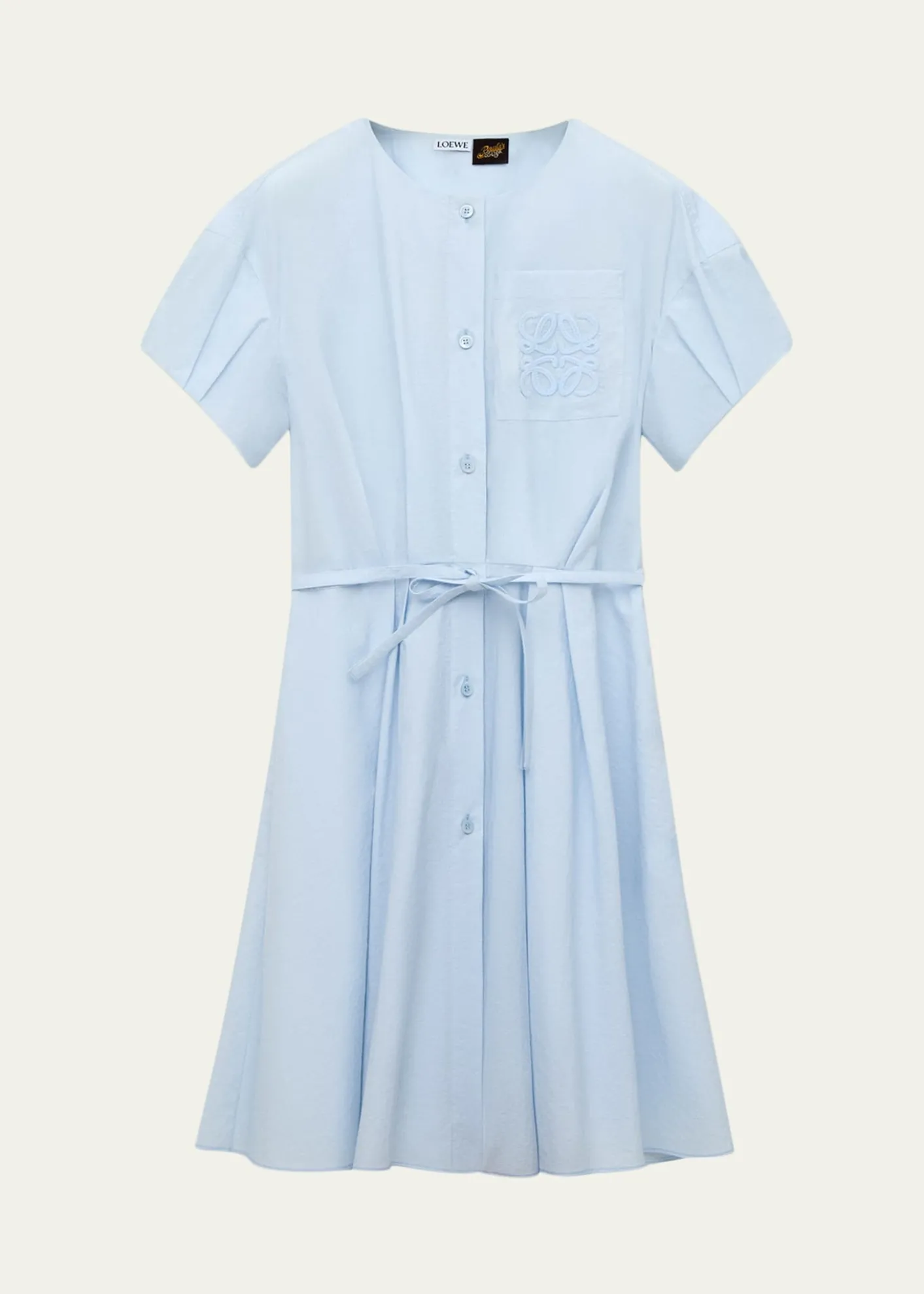 Loewex Paula's Ibiza Puff-Sleeve Pleated Shirtdress