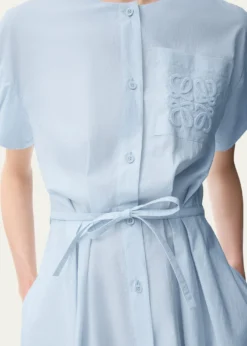 Loewex Paula's Ibiza Puff-Sleeve Pleated Shirtdress