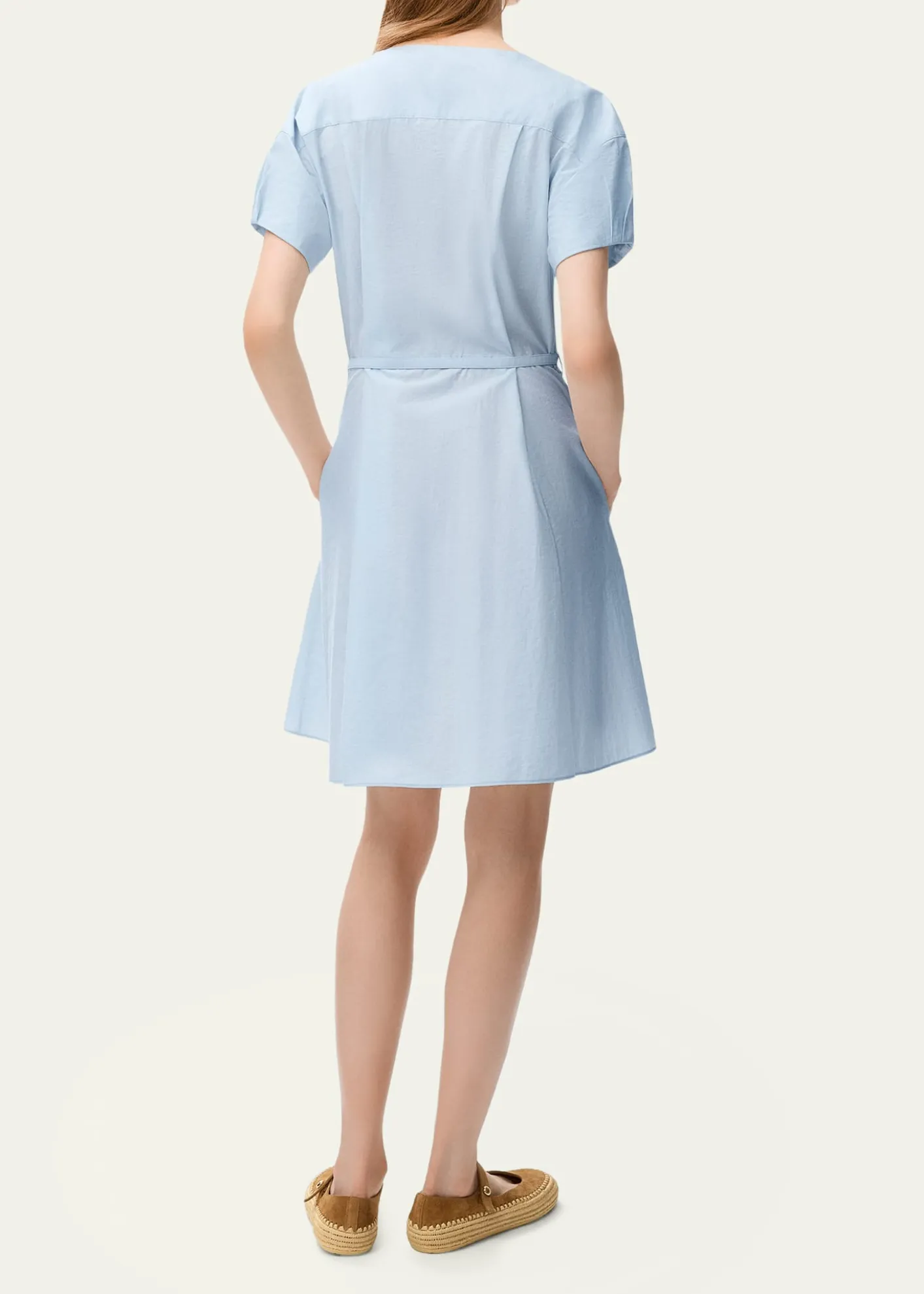 Loewex Paula's Ibiza Puff-Sleeve Pleated Shirtdress