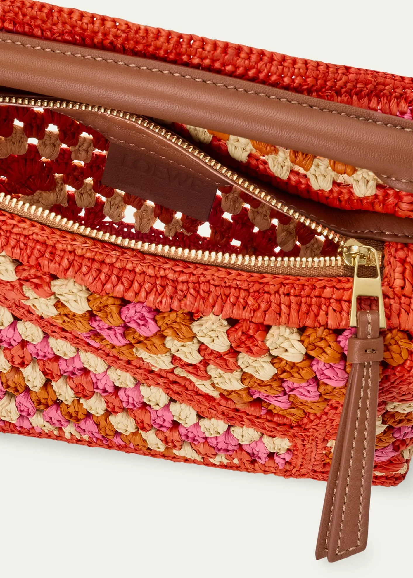 Loewex Paula's Ibiza Puzzle Crochet Raffia Top-Handle Bag