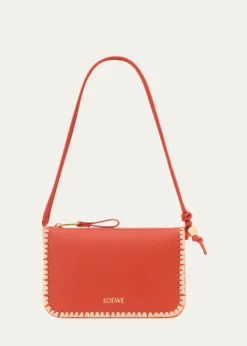 Loewex Paula's Ibiza Rio Leather & Striped Raffia Shoulder Bag