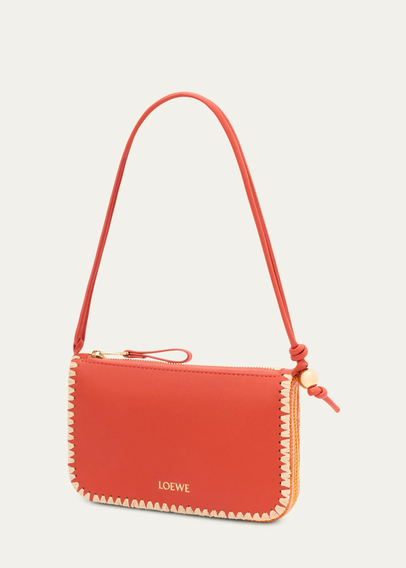 Loewex Paula's Ibiza Rio Leather & Striped Raffia Shoulder Bag