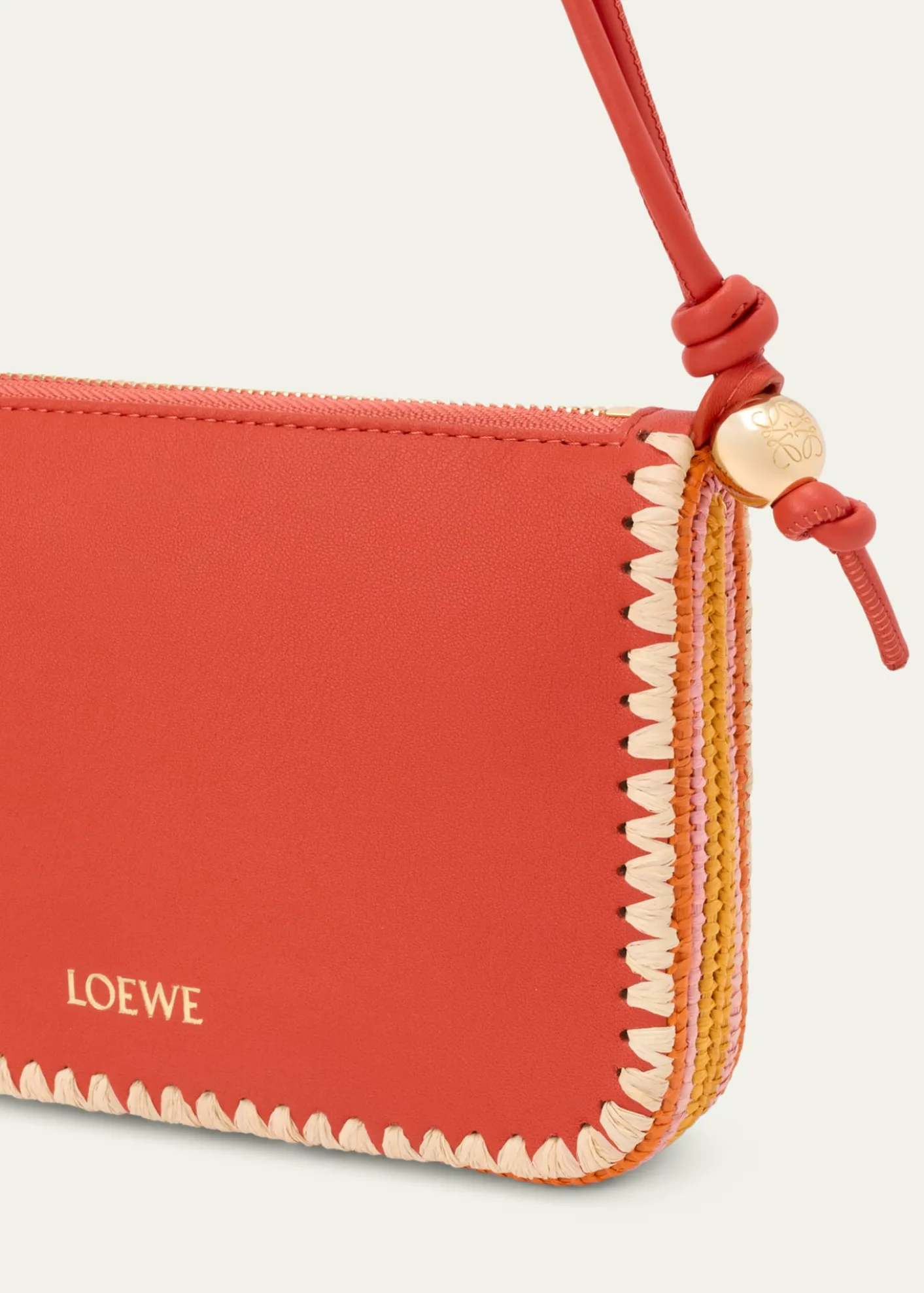 Loewex Paula's Ibiza Rio Leather & Striped Raffia Shoulder Bag