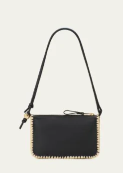Loewex Paula's Ibiza Rio Leather & Striped Raffia Shoulder Bag