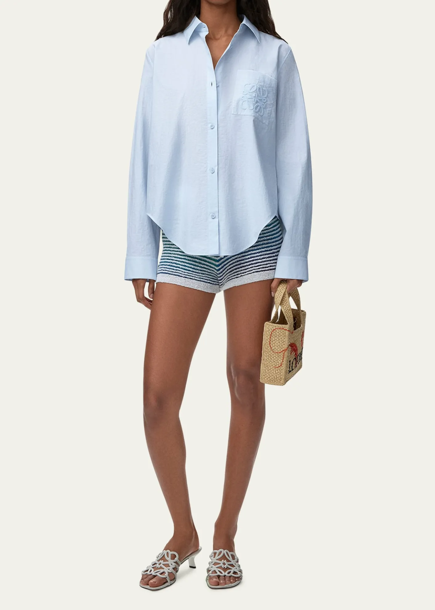 Loewex Paula's Ibiza Ruffle-Back Cotton-Blend Button-Down Shirt