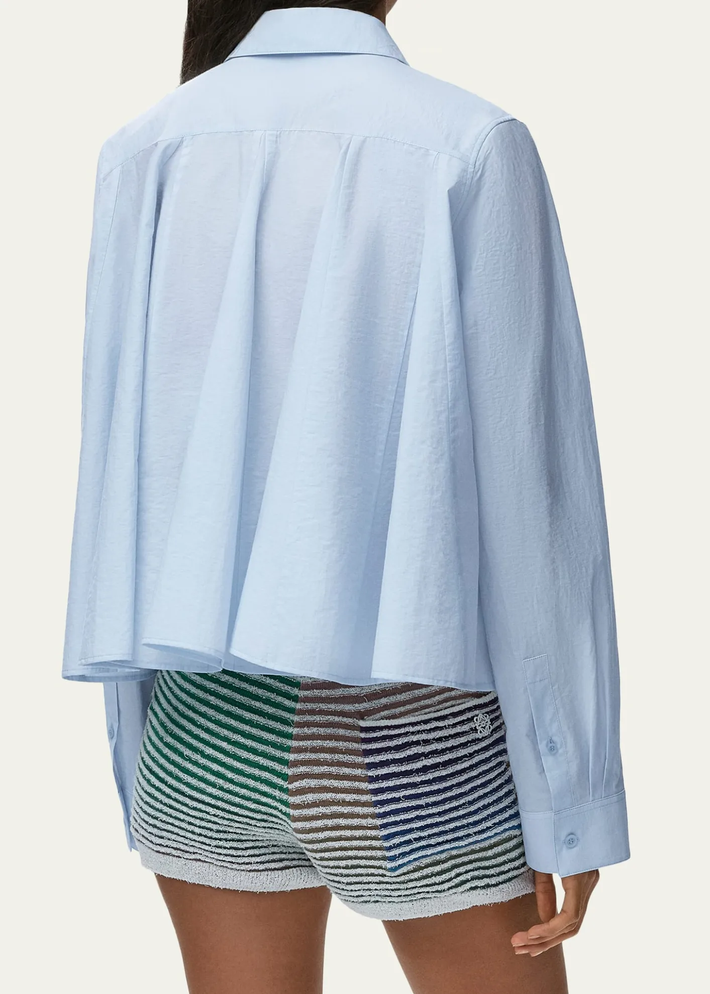 Loewex Paula's Ibiza Ruffle-Back Cotton-Blend Button-Down Shirt