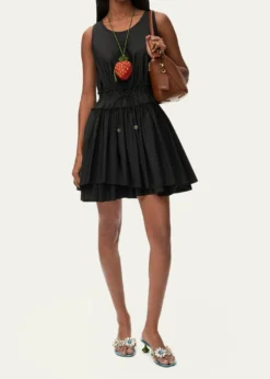 Loewex Paula's Ibiza Ruffle Cotton-Rib Mini Tank Dress