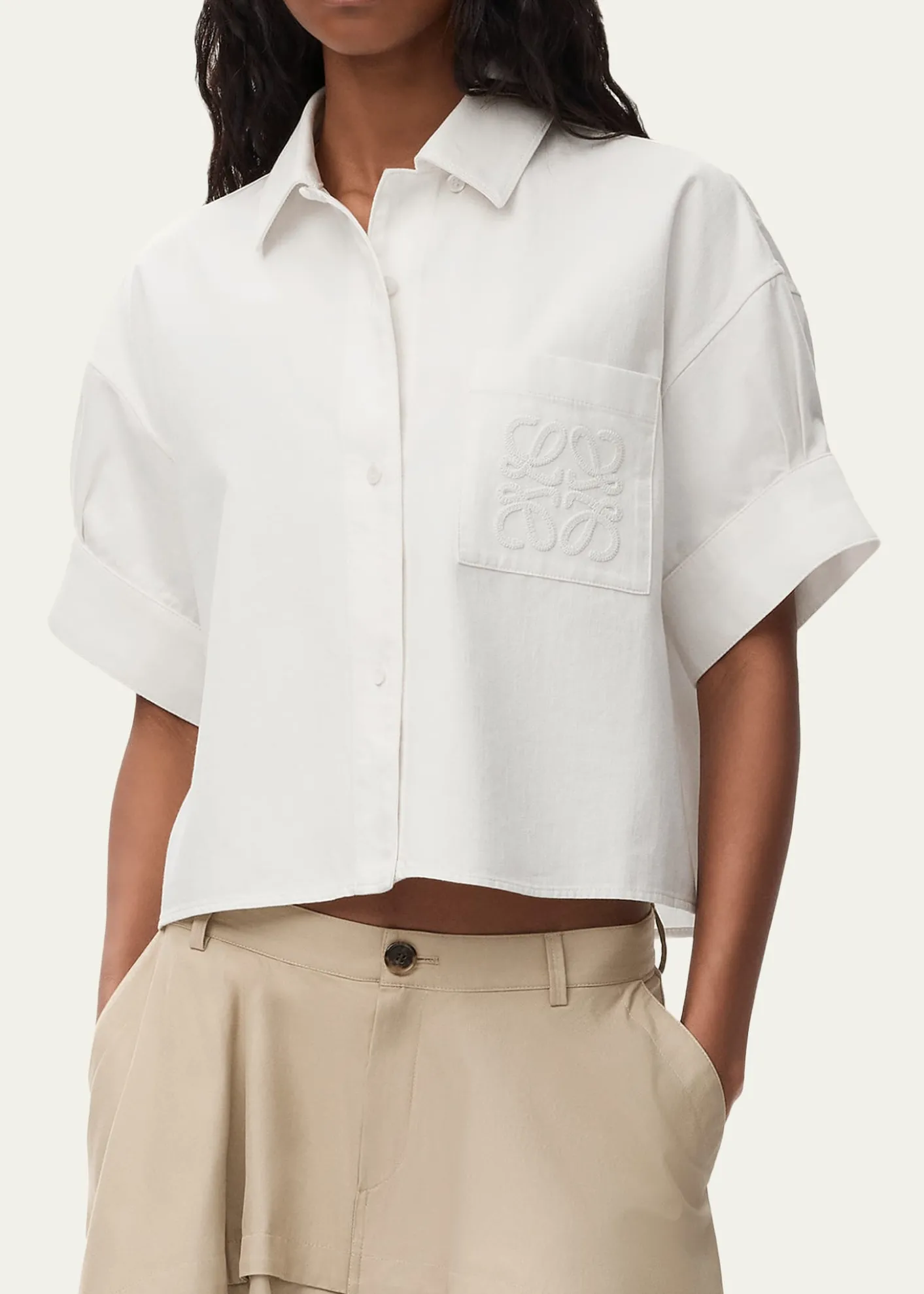 Loewex Paula's Ibiza Short-Sleeve Denim Boxy Shirt