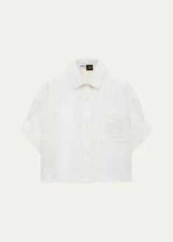 Loewex Paula's Ibiza Short-Sleeve Denim Boxy Shirt