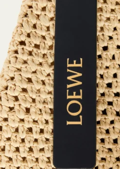 Loewex Paula's Ibiza Small Punch Hole Hobo Bag in Raffia and Leather