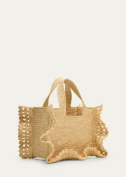 Loewex Paula's Ibiza Small Ruffled Tote Bag in Raffia