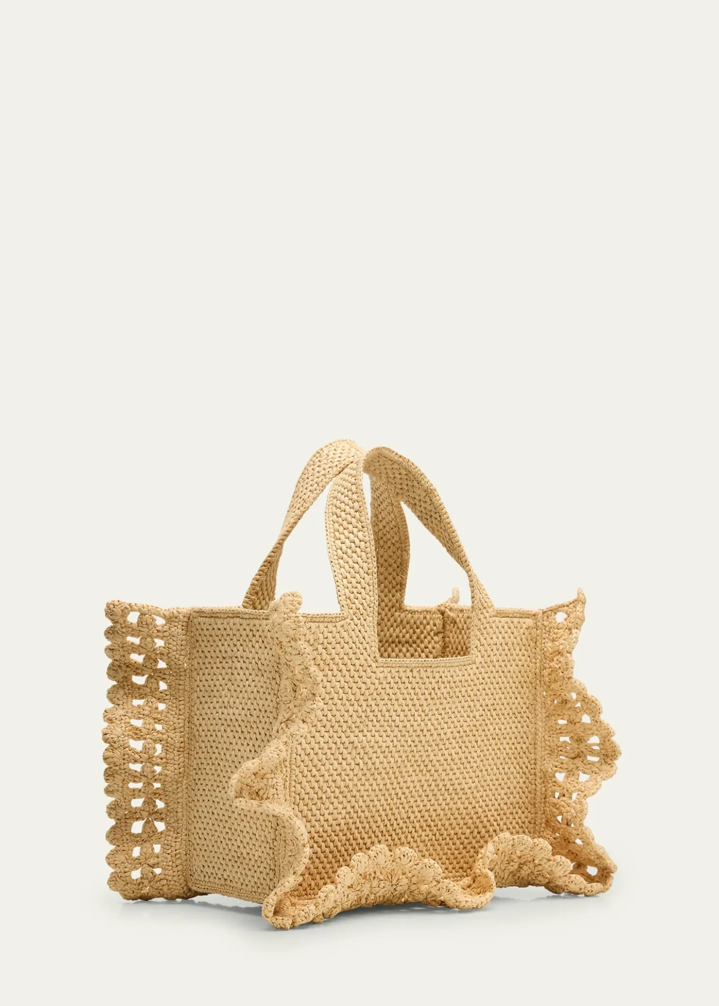 Loewex Paula's Ibiza Small Ruffled Tote Bag in Raffia