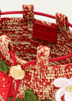 Loewex Paula's Ibiza Strawberry Applique Raffia Pouch Bag