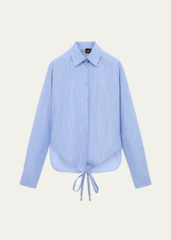 Loewex Paula's Ibiza Striped Cotton Button-Down Wrap Shirt