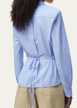 Loewex Paula's Ibiza Striped Cotton Button-Down Wrap Shirt