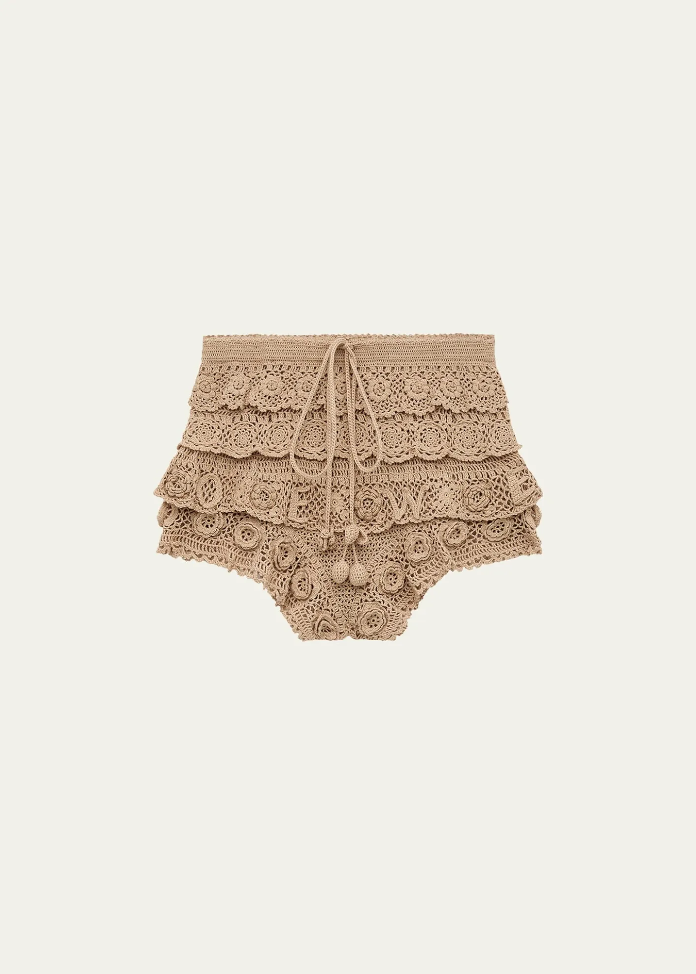 Loewex Paula's Ibiza Tiered Ruffle Crochet Pull-On Shorts