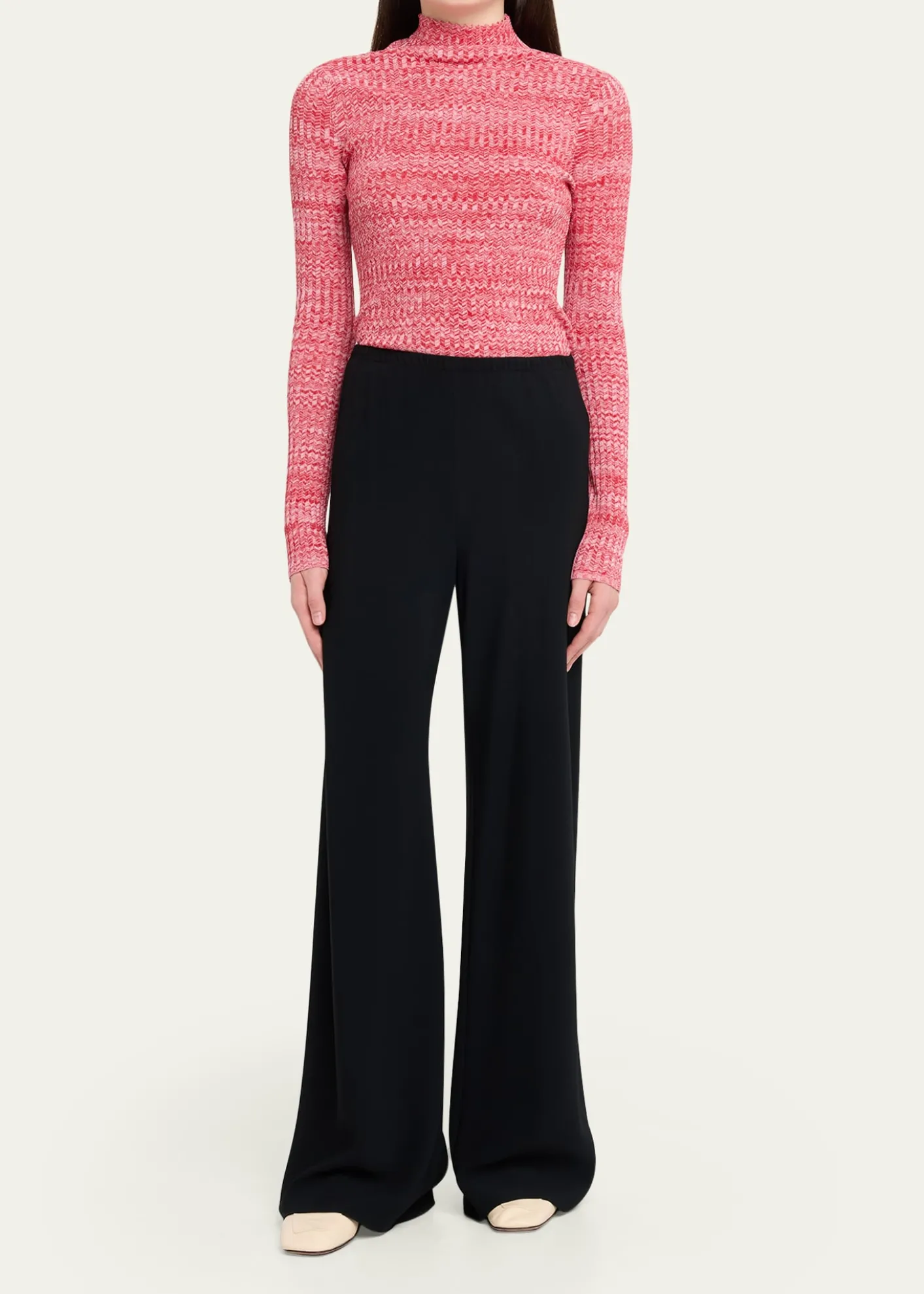 6397Long-Sleeve Knit Mock-Neck Top