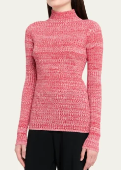 6397Long-Sleeve Knit Mock-Neck Top