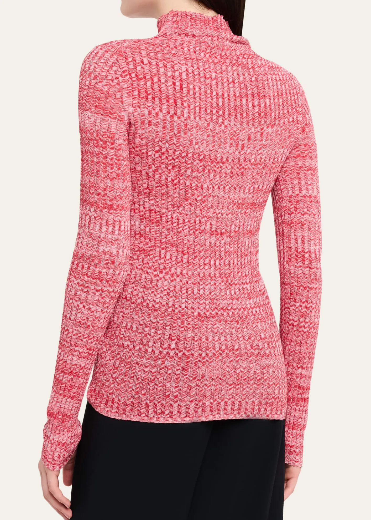 6397Long-Sleeve Knit Mock-Neck Top