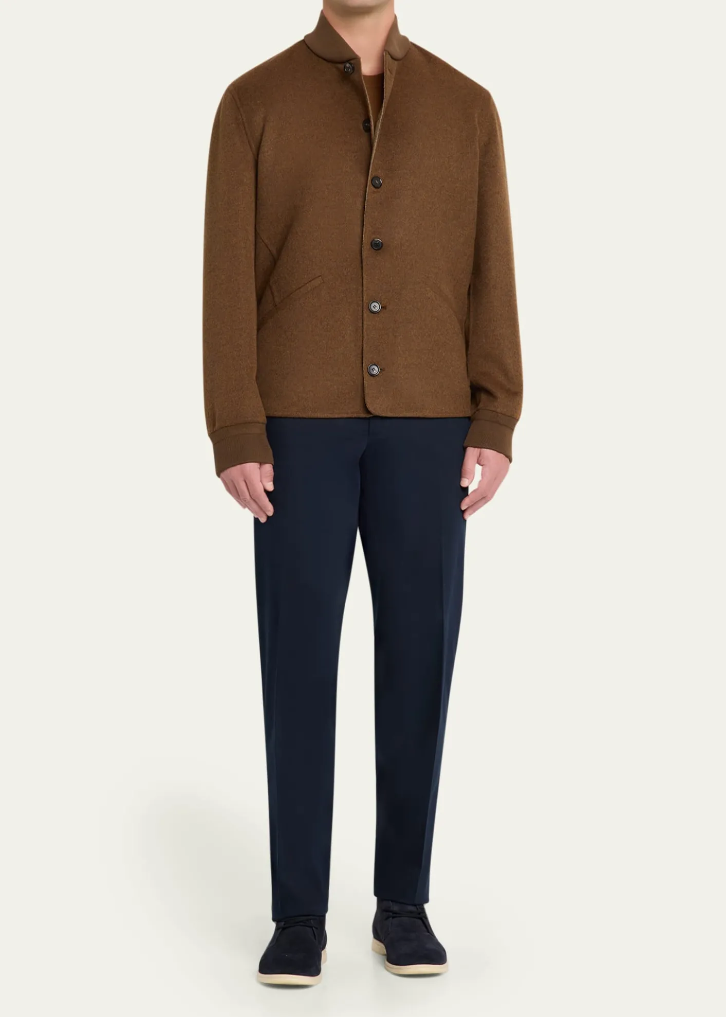 Loro PianaMen's Jarno Cotton Straight Fit Flat-Front Pants