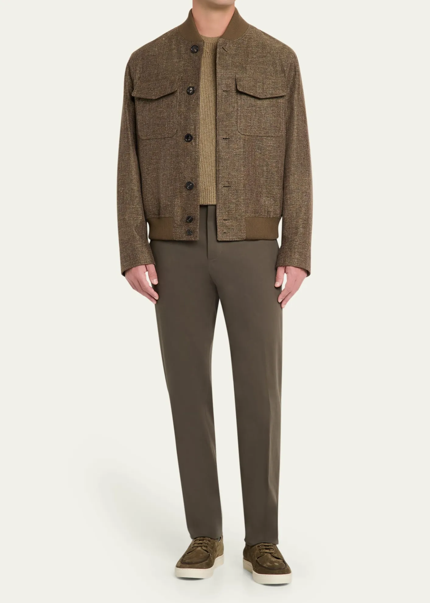 Loro PianaMen's Kiku Linen and Cotton Water-Resistant Bomber Jacket