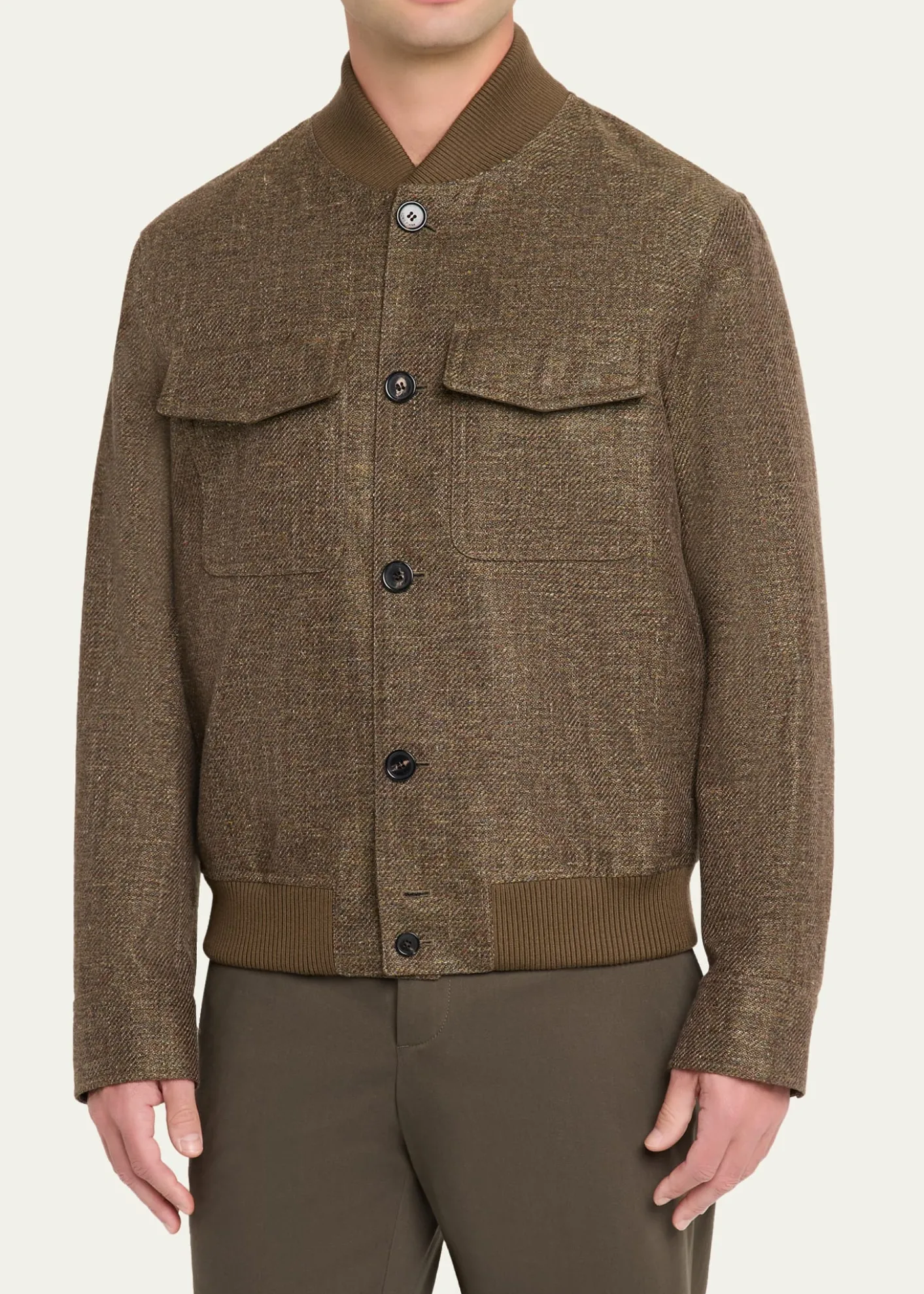 Loro PianaMen's Kiku Linen and Cotton Water-Resistant Bomber Jacket