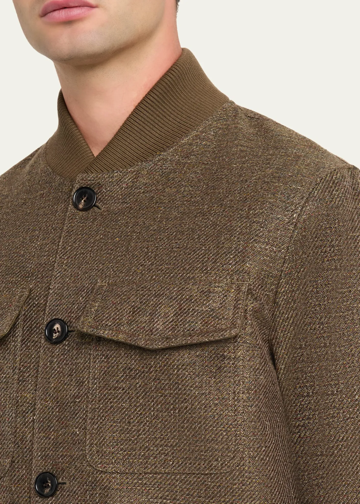 Loro PianaMen's Kiku Linen and Cotton Water-Resistant Bomber Jacket
