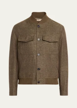 Loro PianaMen's Kiku Linen and Cotton Water-Resistant Bomber Jacket