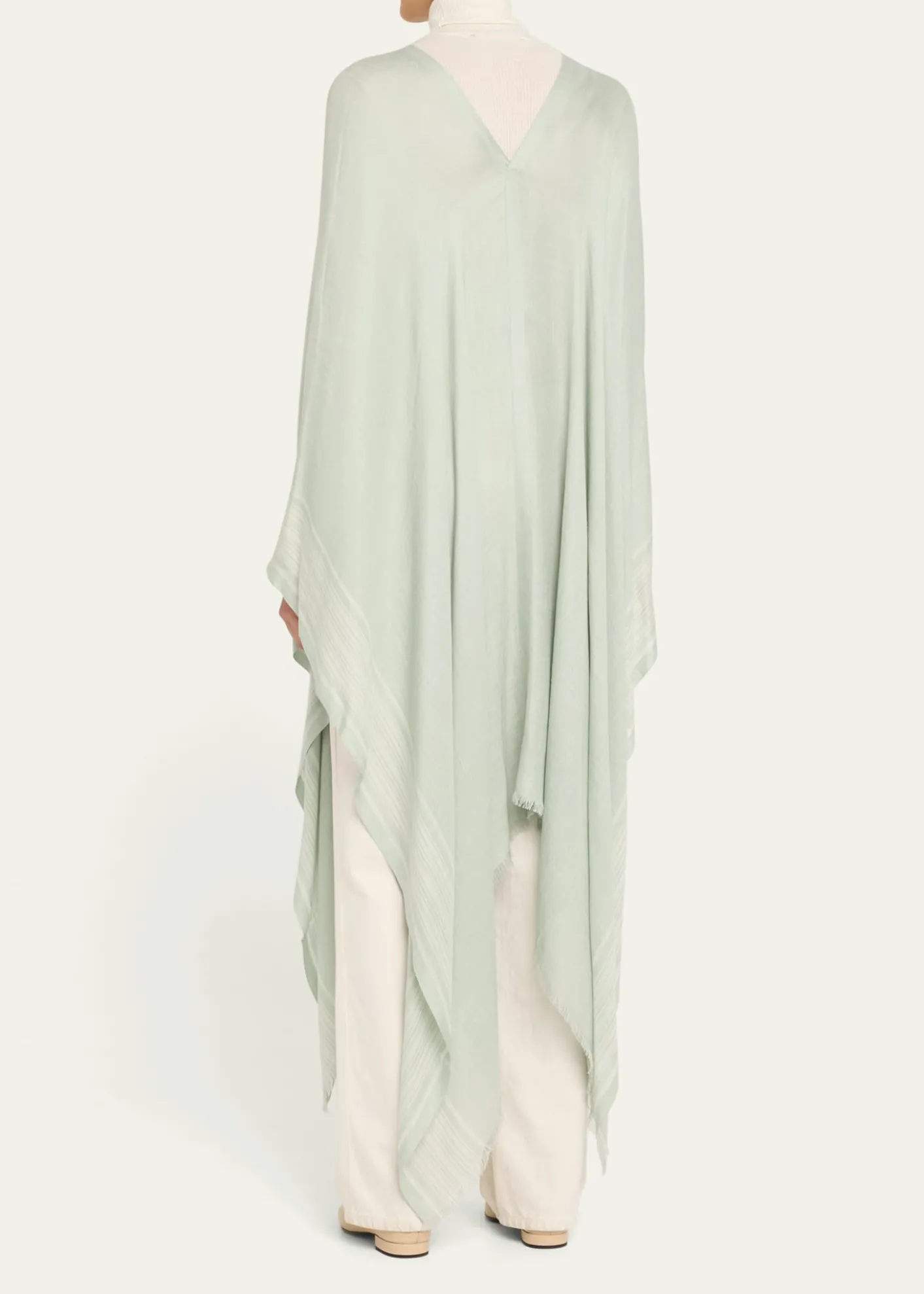 Loro PianaAida Bicolor Suitcase Stripe Silk Linen Poncho
