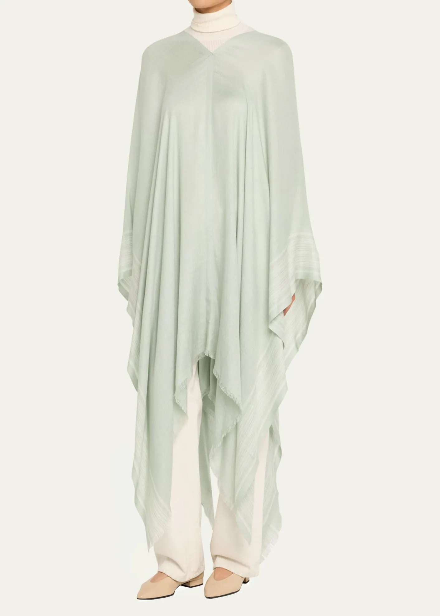 Loro PianaAida Bicolor Suitcase Stripe Silk Linen Poncho