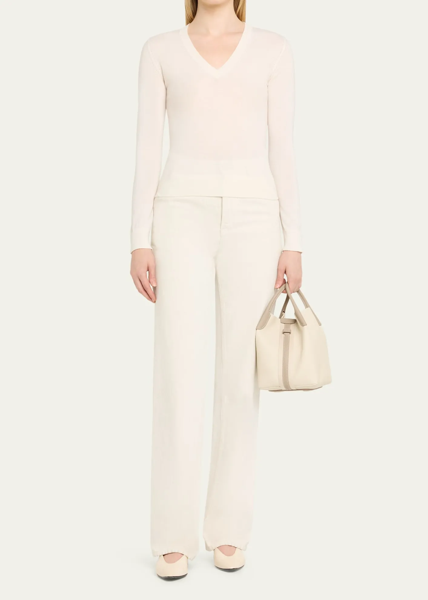 Loro PianaBale Two-Tone Leather Bucket Shoulder Bag