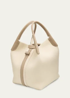 Loro PianaBale Two-Tone Leather Bucket Shoulder Bag