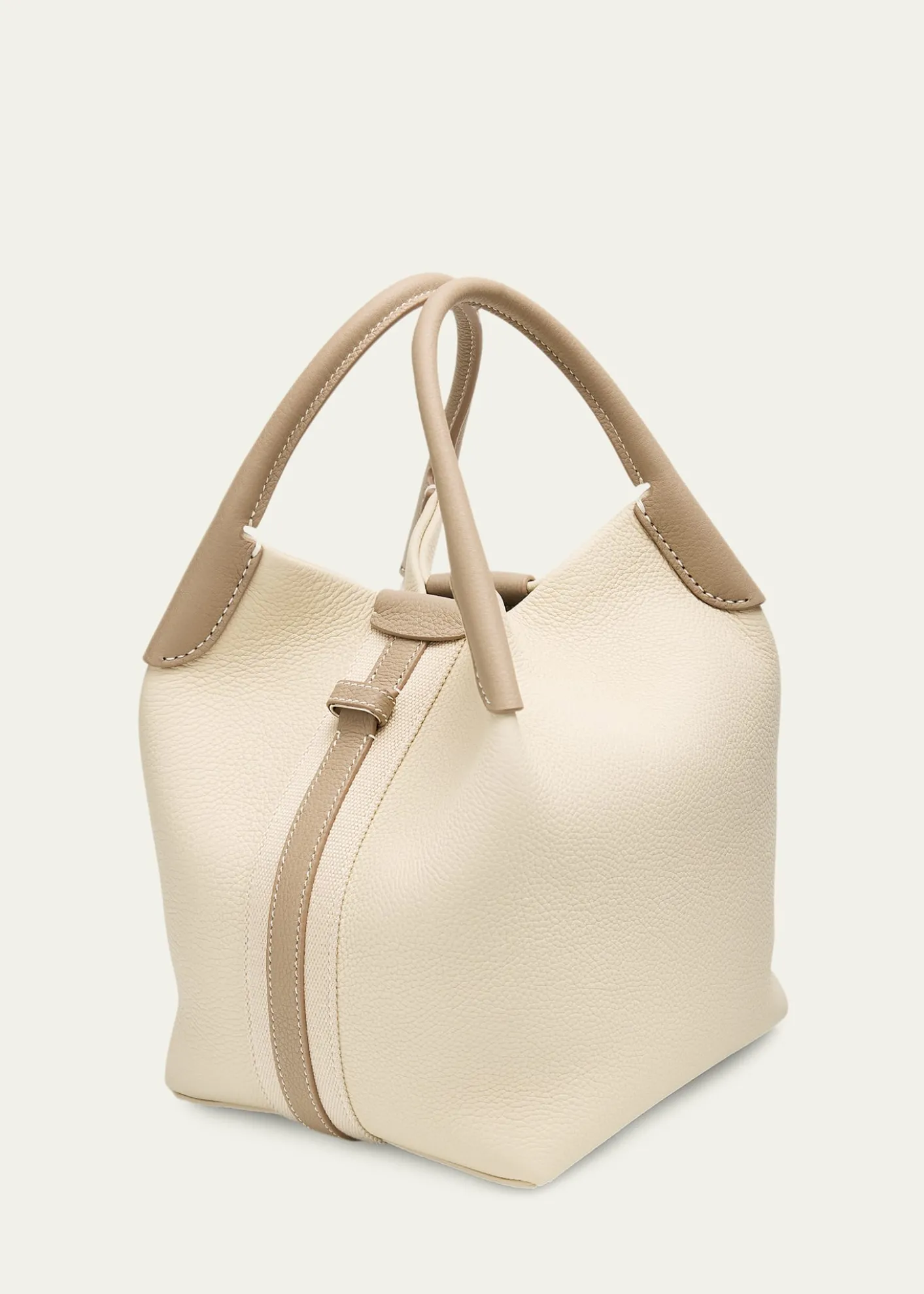 Loro PianaBale Two-Tone Leather Bucket Shoulder Bag