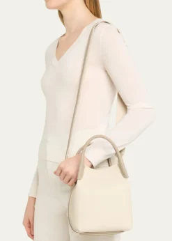 Loro PianaBale Two-Tone Leather Bucket Shoulder Bag