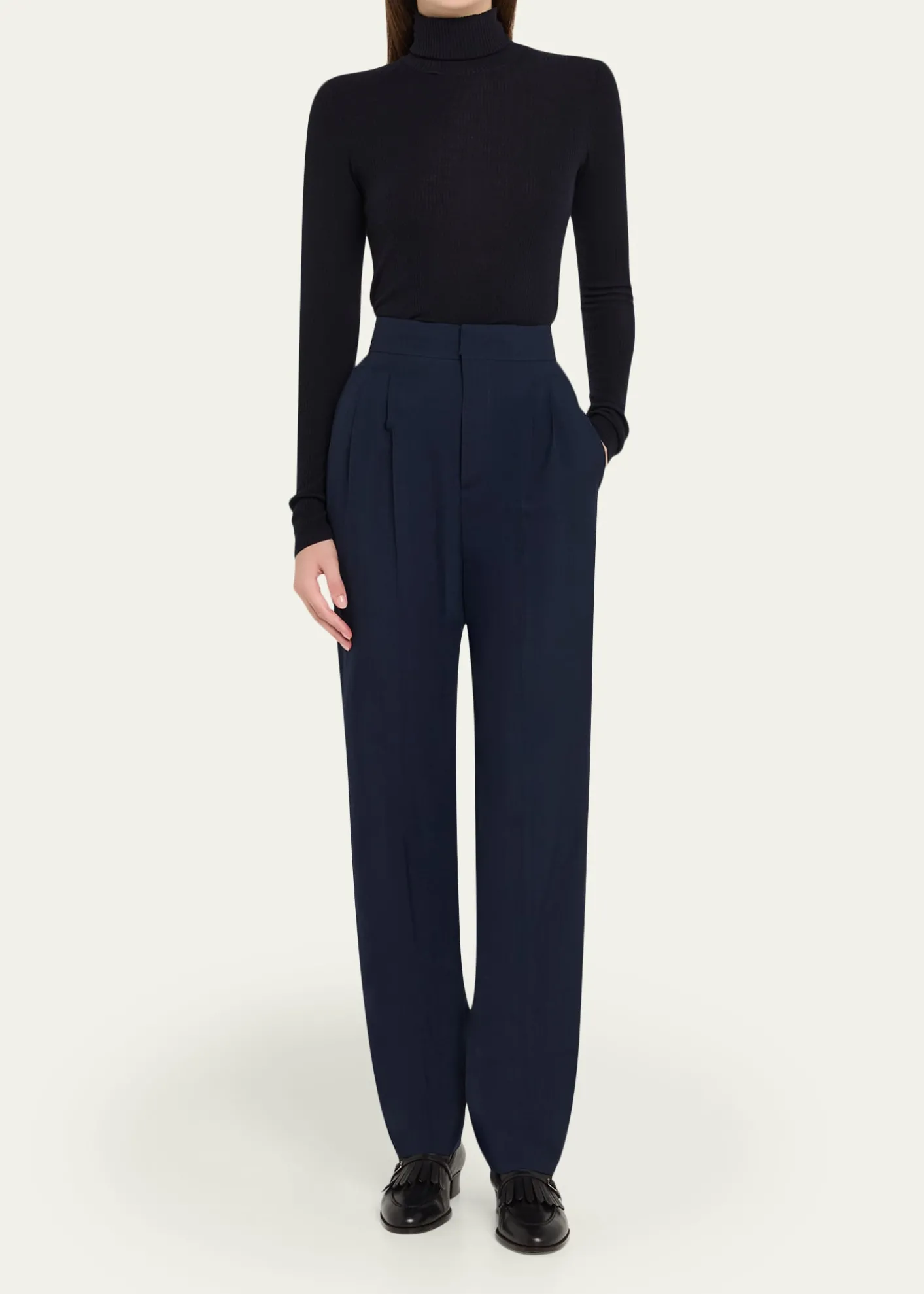 Loro PianaBreeze Wool Straight-Leg Trousers