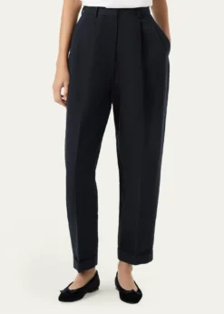Loro PianaCale Linen Straight-Leg Ankle Trousers