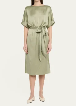 Loro PianaCaren Belted Silk Midi Dress